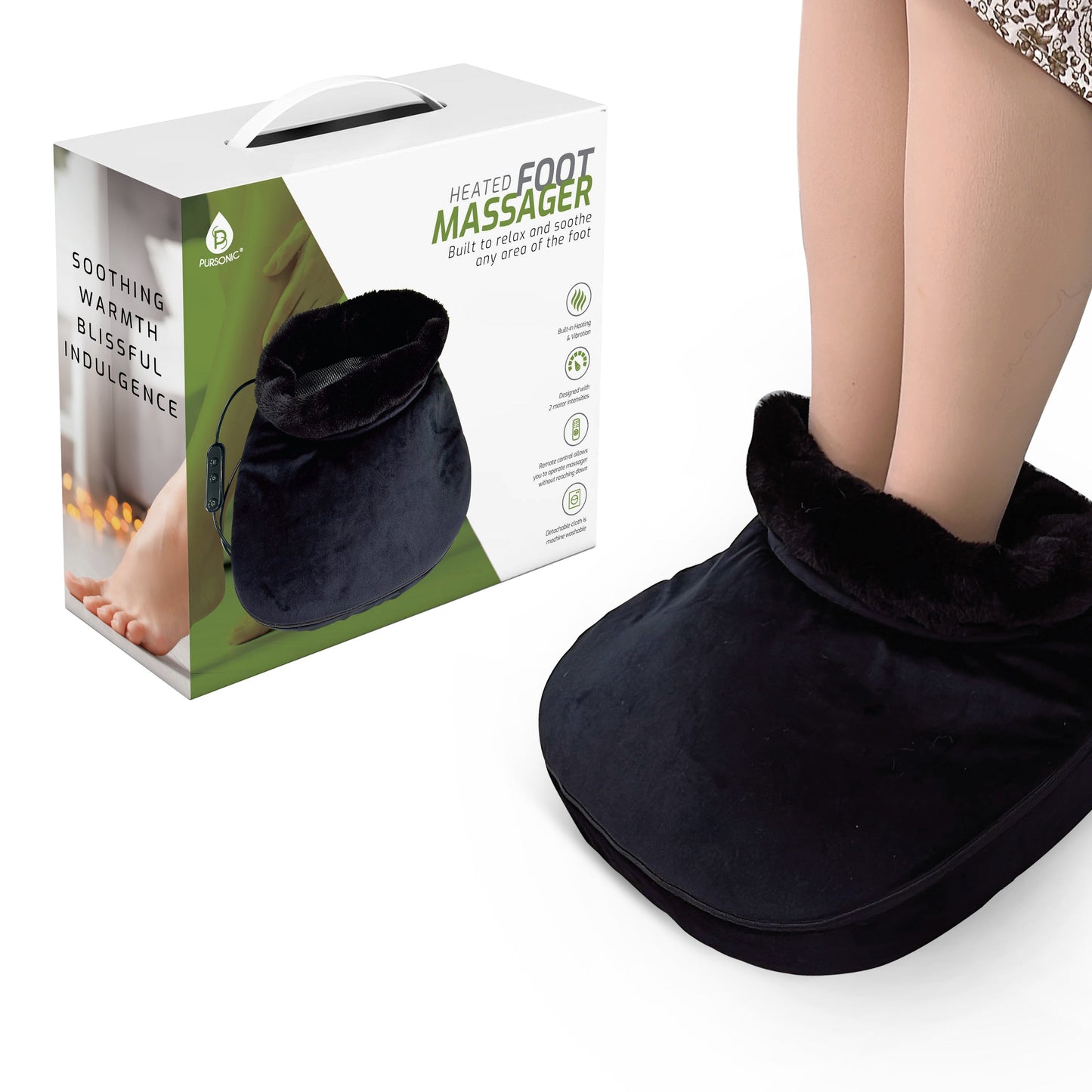 Heated Foot Massager with Remote Control, Folding Design, and Dual Motor Intensities-0