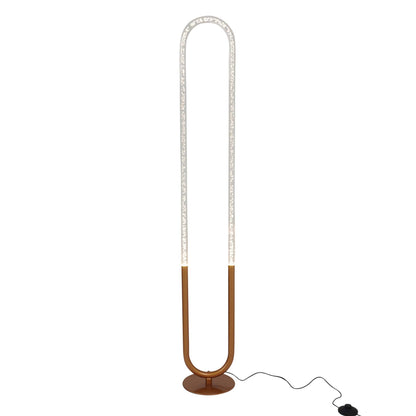 Zeon LED Floor Lamp, Contemporary Standing Light, Coarse Gold Finish, Metal and Clear Acrylic, 110-120V