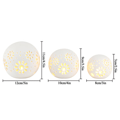 Set of 3 Ceramic Decorative Lamps 5" H Battery Powered Cordless Lamps