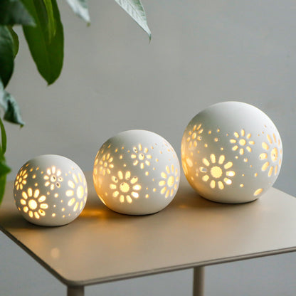 Set of 3 Ceramic Decorative Lamps 5" H Battery Powered Cordless Lamps