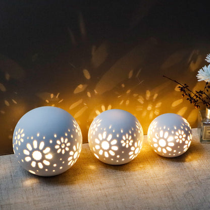 Set of 3 Ceramic Decorative Lamps 5" H Battery Powered Cordless Lamps