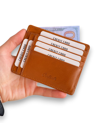 Flerna - Genuine Leather Slim RFID Protection Wallet/Card Holder