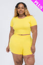 Plus Size Short Sleeve Crop Top & Shorts Set (CAPELLA)-14