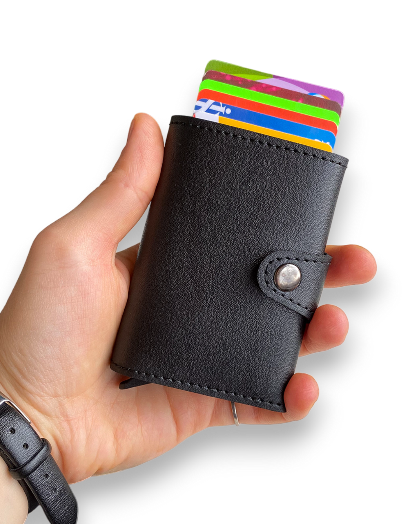 Angora - Vegan Leather RFID Mechanism Card Holder with Cash Compartment