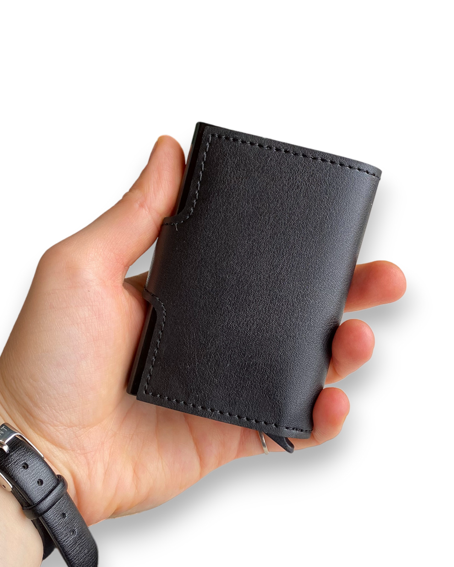 Angora - Vegan Leather RFID Mechanism Card Holder with Cash Compartment