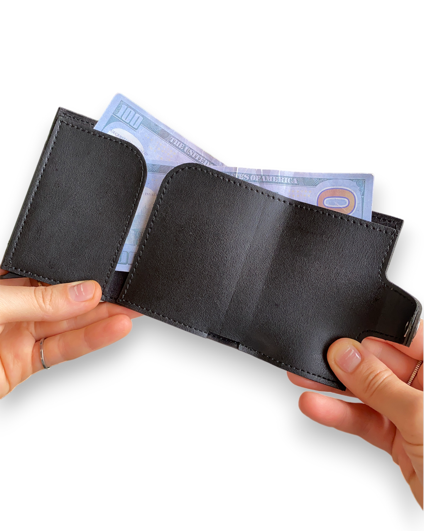 Angora - Vegan Leather RFID Mechanism Card Holder with Cash Compartment