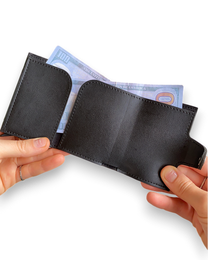 Angora - Vegan Leather RFID Mechanism Card Holder with Cash Compartment