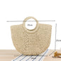 Summer Top Handle Semi Circle Straw Bag
