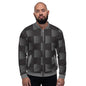 Bomber Jacket for Men - Black and Grey 3d Square Block Pattern-0