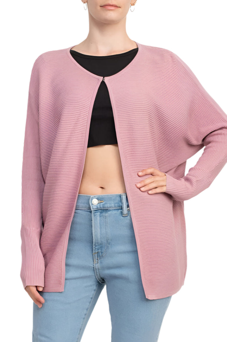 Lissy Crew Neck Open Front Long Sleeve Knit Cardigan-5