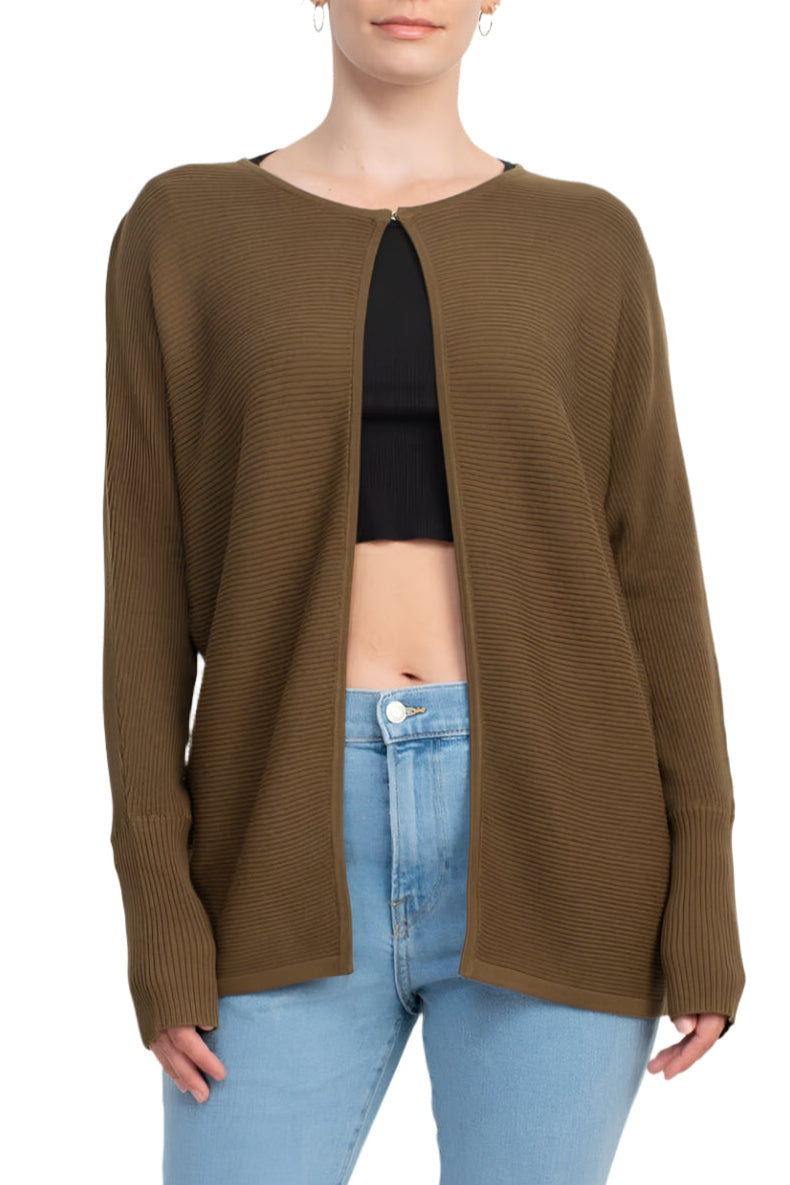Lissy Crew Neck Open Front Long Sleeve Knit Cardigan-4