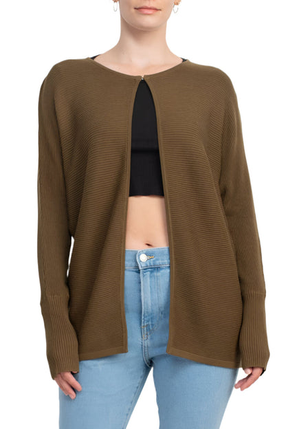Lissy Crew Neck Open Front Long Sleeve Knit Cardigan-4