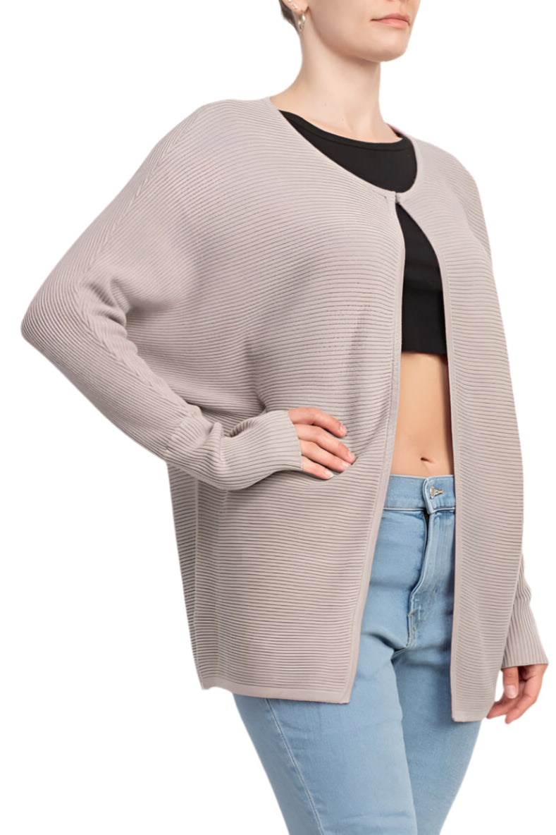 Lissy Crew Neck Open Front Long Sleeve Knit Cardigan-1