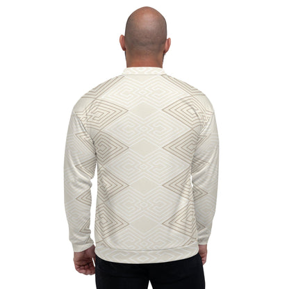 Mens Bomber Jacket - Beige Brown Aztec Geometric Lines-1